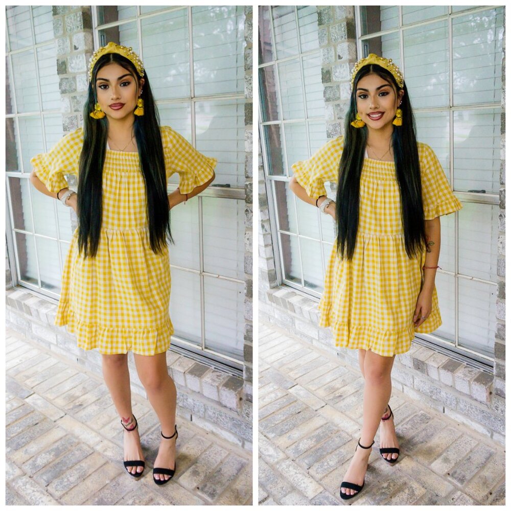 Sunny Days Yellow Gingham Dress